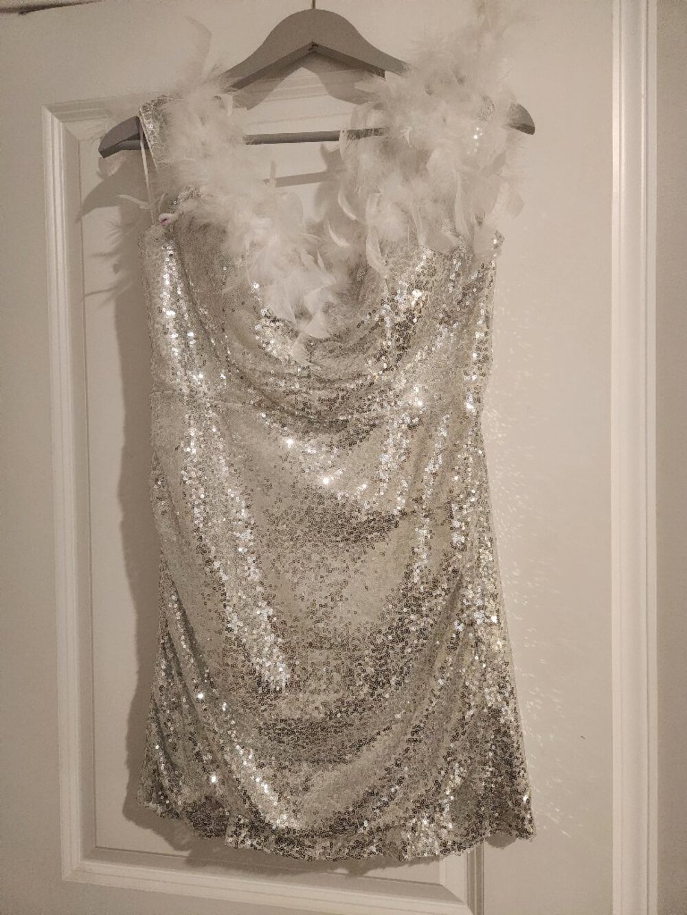 Maniju Sparkly Silver Homecoming Dress, Size L